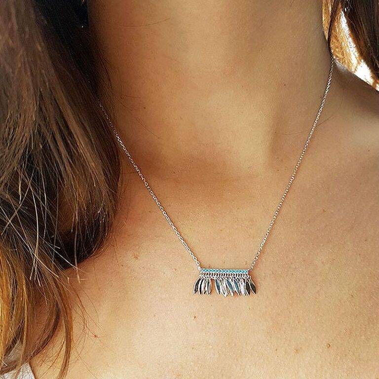 Collier argent Pampilles et turquoise