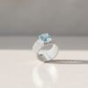 bague argent 925 pierre teintée aigue marine