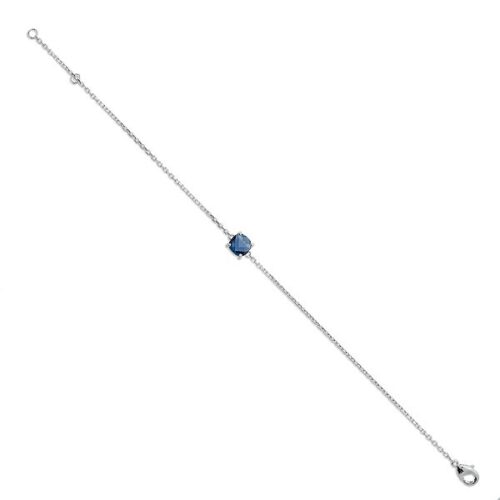 Bracelet chaine pierre carré aigue marine