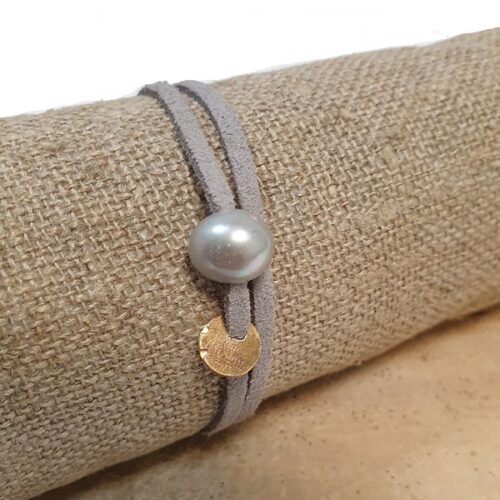 Bracelet perle culture lien gris
