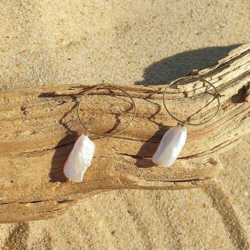 Créoles Argent doré Perle culture