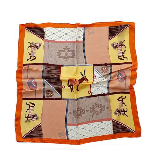foulard imprimé equestre orange