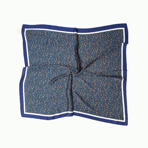 foulard satin léopard bleu
