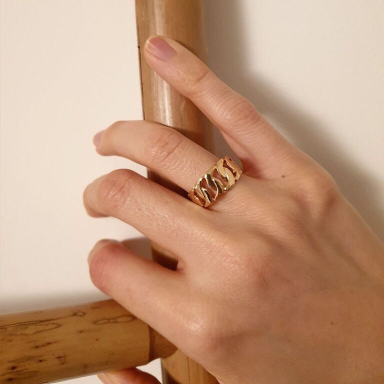 Bague Anneau Or Chaine