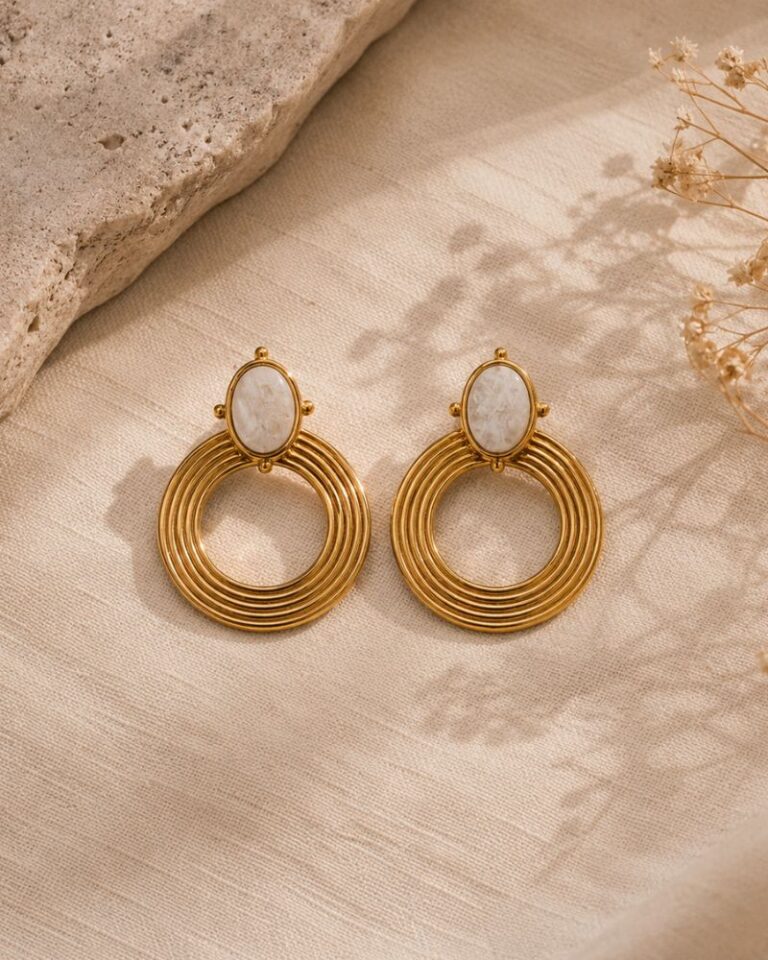 boucles d'oreilles anneaux agate blanche boucles d'oreilles anneaux agate blanche