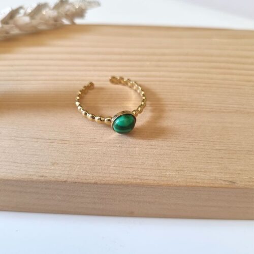 Bague ronde Malachite
