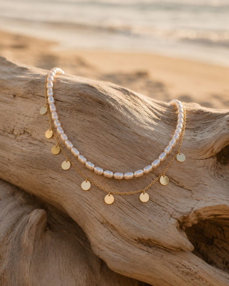 collier double rang perles d'eau