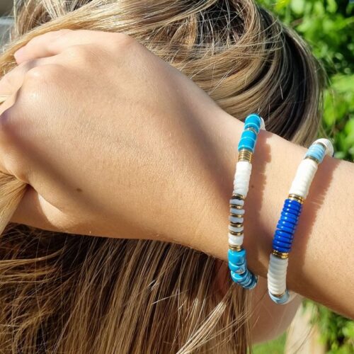 bracelet heishi bleu