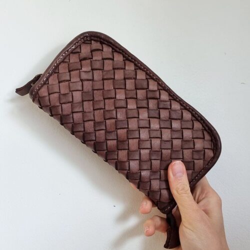 portefeuille cuir vintage taupe