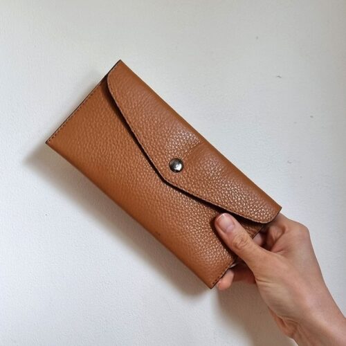 Porte cartes cuir camel