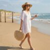 caftan de plage coton blanc motif soleil