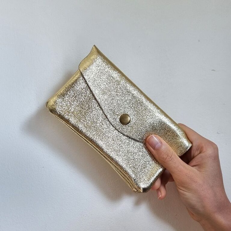 porte monnaie cuir metal gold