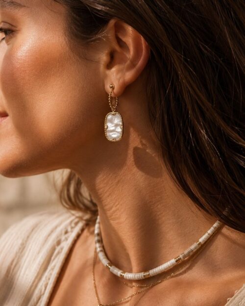 boucles d'oreilles zelda nacre