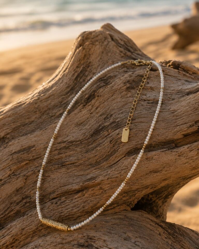 collier perles d'eau & talisman collier fin perles d'eau & talisman