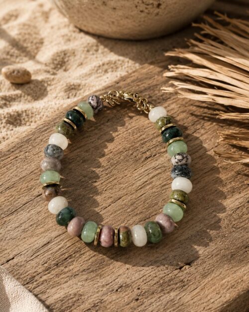 bracelet lina turquoise africaine & rhodonite bijou bohm