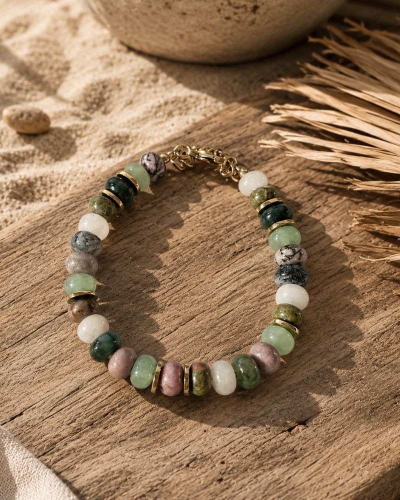 bracelet lina turquoise africaine & rhodonite bijou bohm