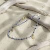 bracelet de cheville en perles miyuki véritable et plaqué or 18 carats avec charm soleil