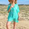 Chemise de plage oversize aqua