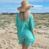 Chemise de plage oversize aqua