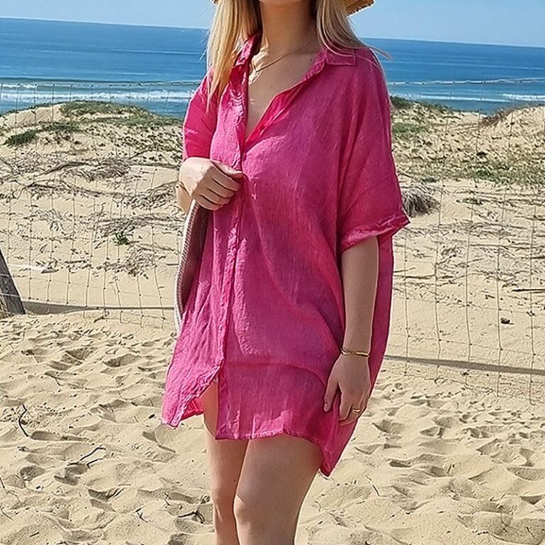 chemise de plage oversize fuchsia chemise de plage oversize fuchsia