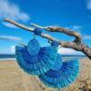 grandes boucles d'oreilles raphia couleur bleu azur mode boheme marque Palme Paris