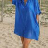chemise de plage oversize bleu chemise de plage oversize bleu voile de coton