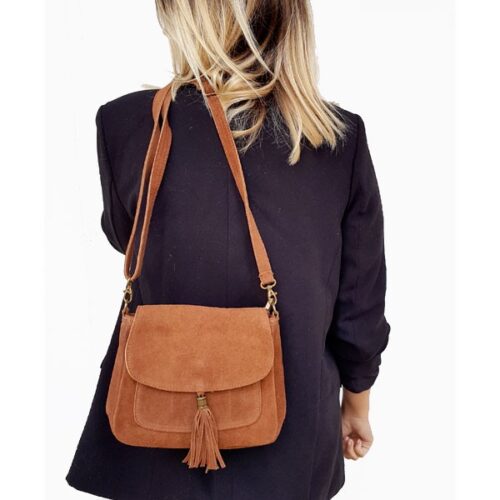 Sac à bandoulière daim camel