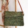 Pochette raphia kaki