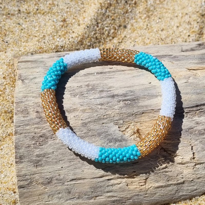 Bracelet népalais turquoise doré