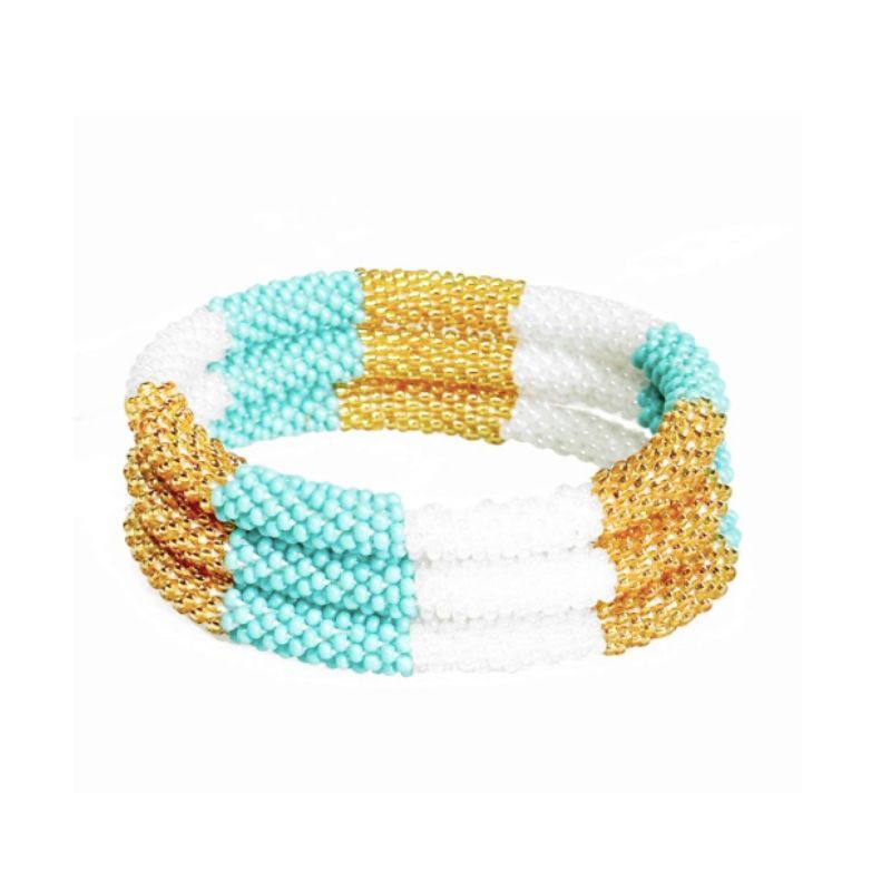 Bracelet népalais turquoise doré