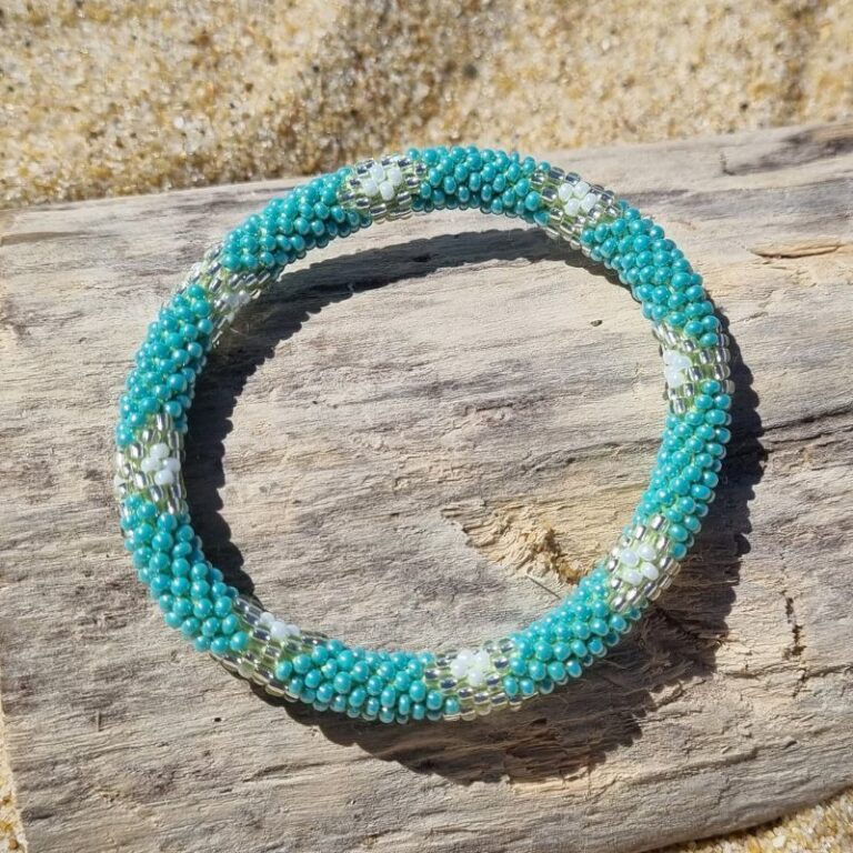 Bracelet népalais bleu / argenté