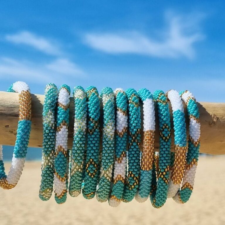 Bracelet népalais bleu / argenté