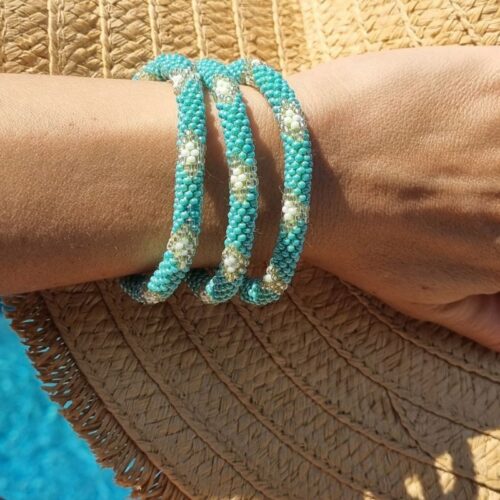 bracelet nepalais bleu argenté bracelet nepalais bleu argenté