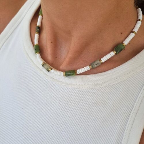 collier surfeur perles agate verte collier surfeur perles agate verte