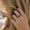 bague emllo lapis lazuli bague acier doré ajustable emllo lapis lazuli bohm paris