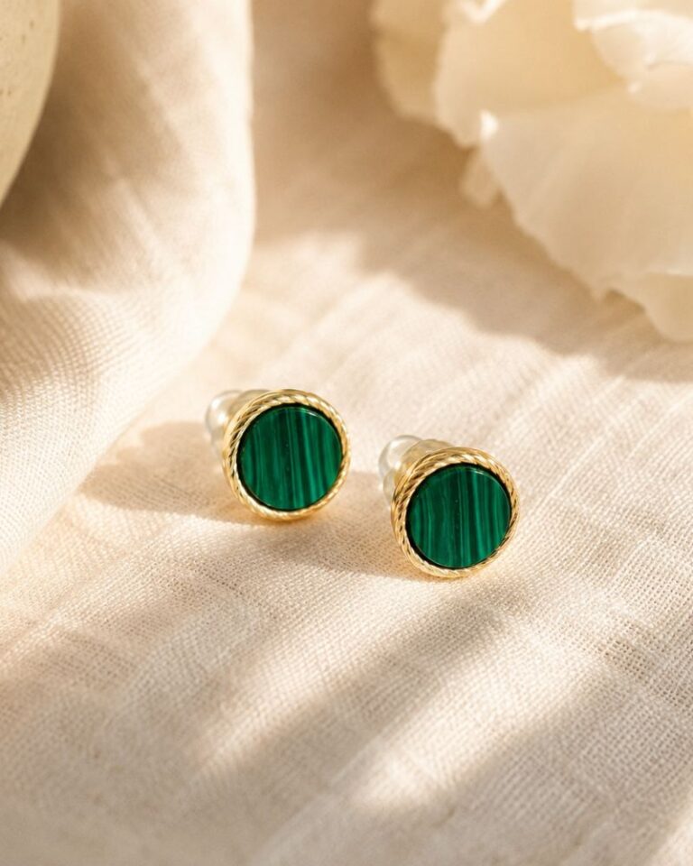 boucles d'oreilles emllo malachite