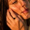 bague acier inoxydable et pierre onyx Emllo bohm paris