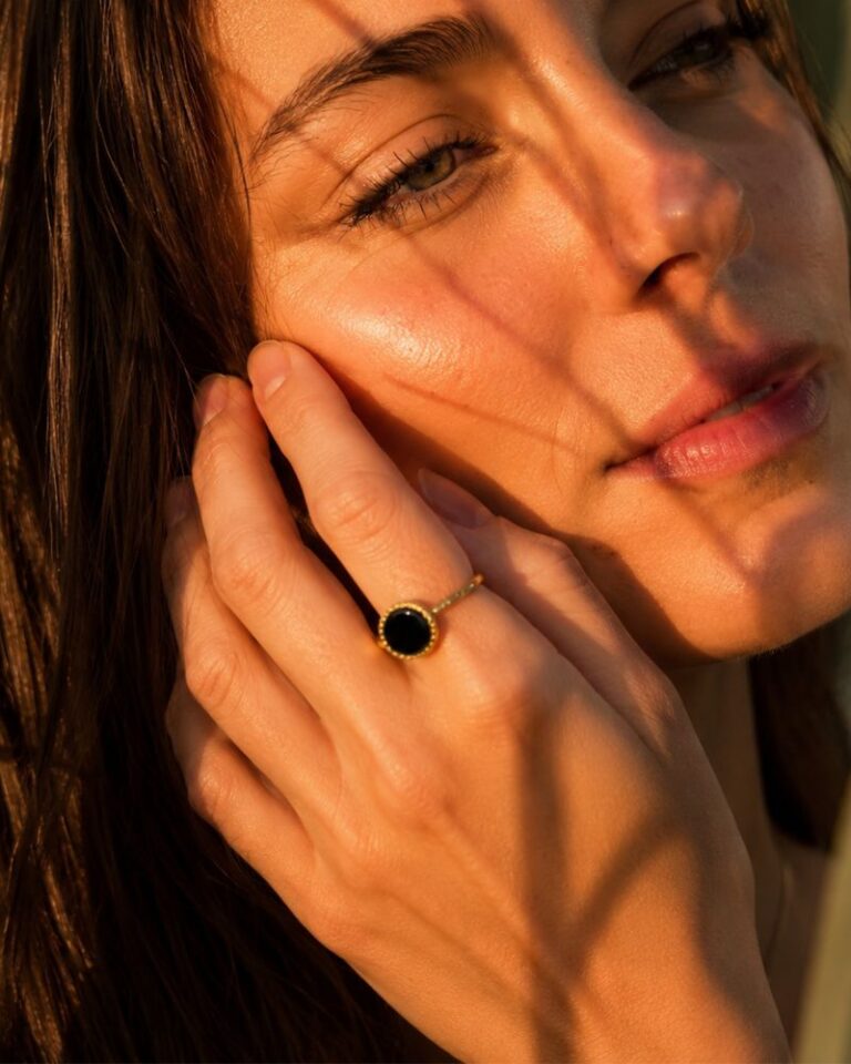bague acier inoxydable et pierre onyx Emllo bohm paris
