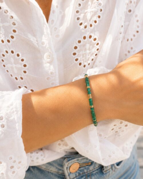 bracelet olivine agate verte