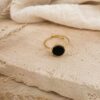 bague acier inoxydable et pierre onyx bohm paris