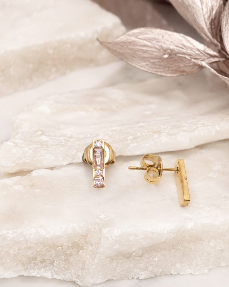 puces d'oreilles honoré rose puces d'oreilles avec zirconium rose bohm paris