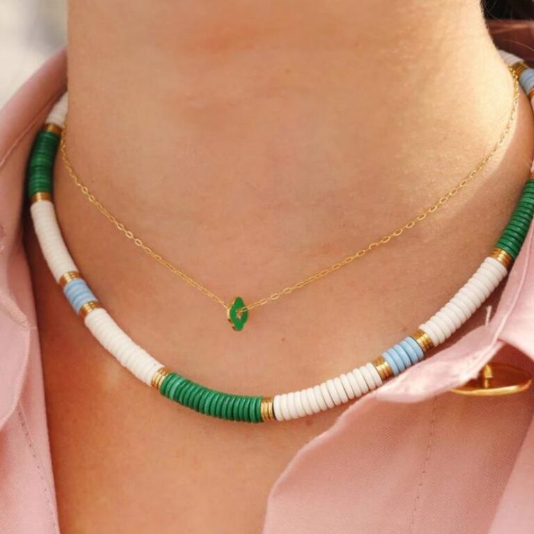 Collier Shera vert/bleu