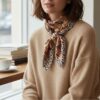 foulard carré motif végétal orange marque Atoll Palme Paris
