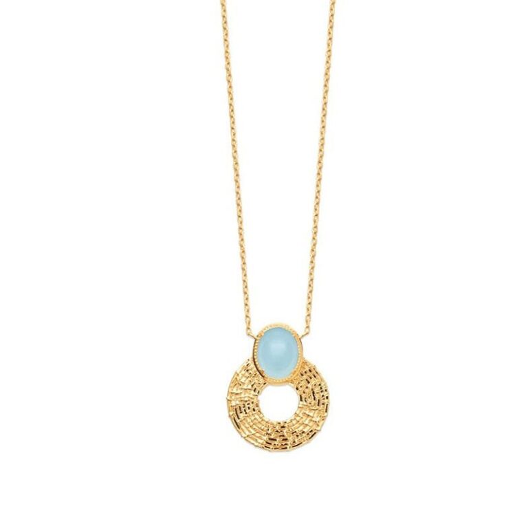 Collier Or agate bleue