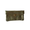 porte monnaie cuir métallisé kaki