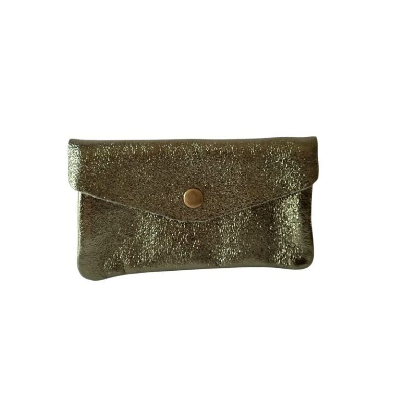 porte monnaie cuir métallisé kaki