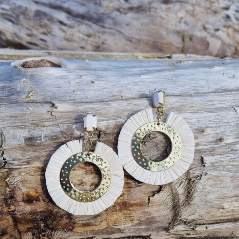 Boucles d'oreilles Soleil de raphia