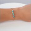 bracelet chaine plaqué or et pierre naturelle jaspe bleu bijou chic pour femme