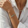 bracelet chaine pour femme en plaqué or 18 carats avec pierre jaspe bleu