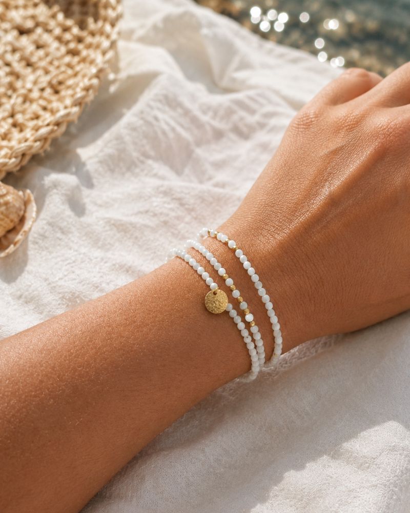 bracelet multirang nacre et pampille